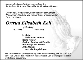 Traueranzeige von Ortrud Elisabeth Keil von Trauerportal Rhein Main Presse