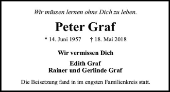 Traueranzeige von Peter Graf von Trauerportal Rhein Main Presse
