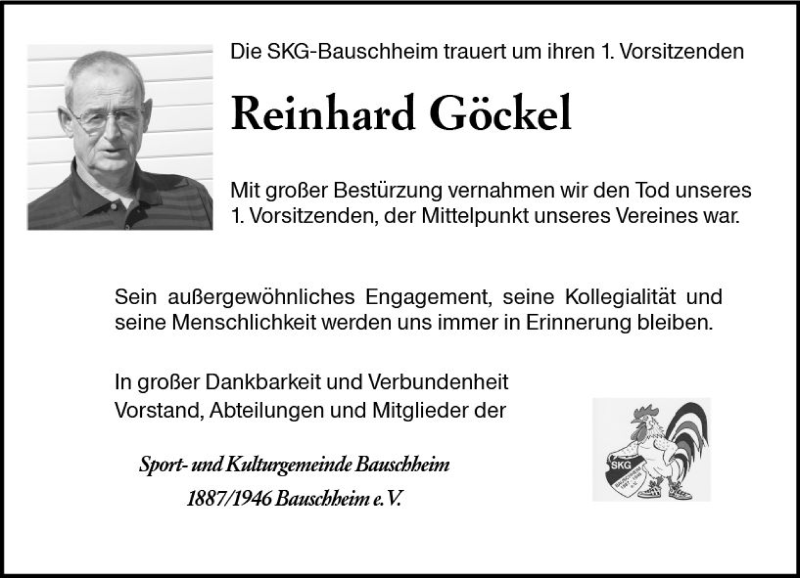  Traueranzeige für Reinhard Göckel vom 02.06.2018 aus Trauerportal Rhein Main Presse