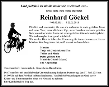 Traueranzeige von Reinhard Göckel von Trauerportal Rhein Main Presse