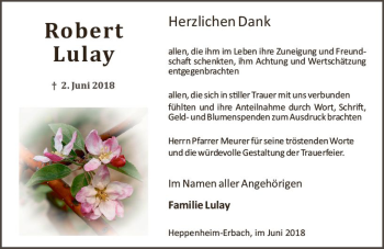 Traueranzeige von Robert Lulay von Trauerportal Rhein Main Presse