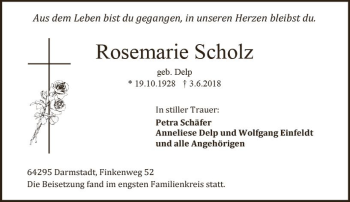 Traueranzeige von Rosemarie Scholz von Trauerportal Rhein Main Presse