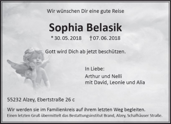 Traueranzeige von Sophia Belasik von Trauerportal Rhein Main Presse