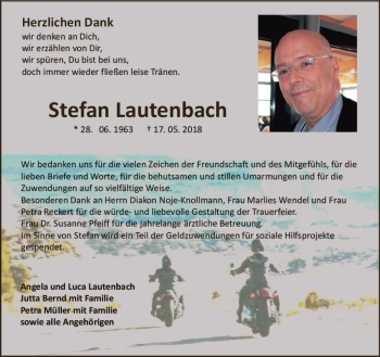 Traueranzeige von Stefan Lautenbach von Trauerportal Rhein Main Presse