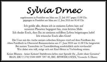Traueranzeige von Sylvia Drnec von  Kreisanzeiger