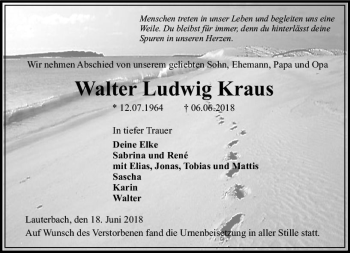Traueranzeige von Walter Ludwig Kraus von VRM Trauer