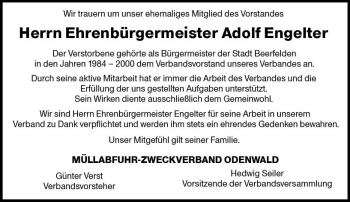 Traueranzeige von Adolf Engelter von vrm-trauer