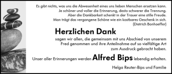 Traueranzeige von Alfred Bips von vrm-trauer