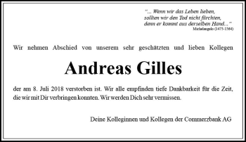 Traueranzeige von Andreas Gilles von vrm-trauer