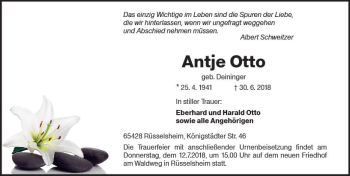 Traueranzeige von Antje Otto von vrm-trauer