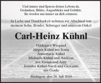 Traueranzeige von Carl-Heinz Kühnl von  Kreisanzeiger