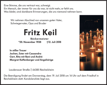 Traueranzeige von Fritz Keil von vrm-trauer