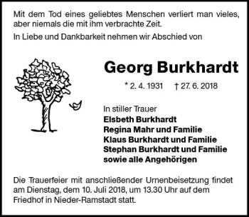 Traueranzeige von Georg Burkhardt von vrm-trauer