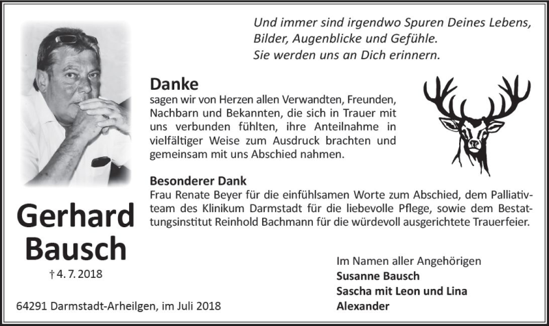  Traueranzeige für Gerhard Bausch vom 18.07.2018 aus vrm-trauer