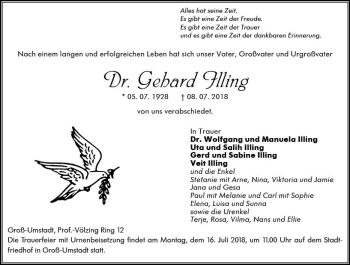 Traueranzeige von Gerhard Illing von vrm-trauer