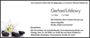 Traueranzeige von Gerhard Litzkowy von vrm-trauer