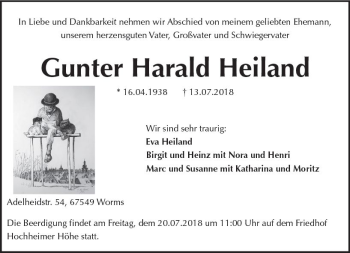 Traueranzeige von Gunter Harald Heiland von vrm-trauer
