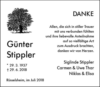 Traueranzeige von Günter Stippler von vrm-trauer