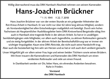 Traueranzeige von Hans-Joachim Brückner von vrm-trauer
