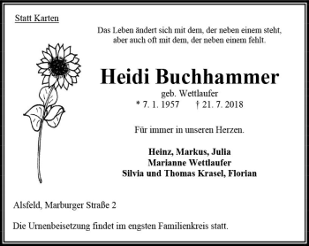 Traueranzeige von Heidi Buchhammer von VRM Trauer