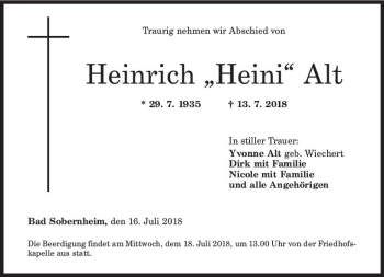 Traueranzeige von Heinrich Alt von vrm-trauer