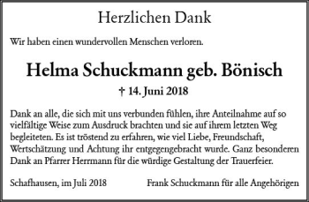 Traueranzeige von Helma Schuckmann von vrm-trauer