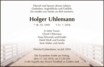 Traueranzeige von Holger Uhlemann von  Gießener Anzeiger