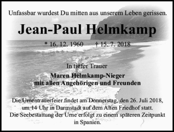 Traueranzeige von Jean-Paul Helmkamp von vrm-trauer