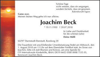Traueranzeige von Joachim Beck von vrm-trauer