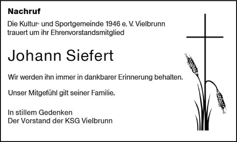  Traueranzeige für Johann Siefert vom 28.07.2018 aus vrm-trauer