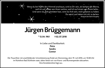 Traueranzeige von Jürgen Brüggemann von vrm-trauer