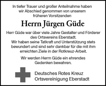 Traueranzeige von Jürgen Güde von vrm-trauer