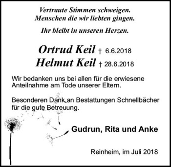 Traueranzeige von Ortrud Keil von vrm-trauer