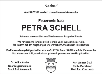 Traueranzeige von Petra Schell von vrm-trauer