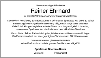 Traueranzeige von Reiner Ehrhard von vrm-trauer