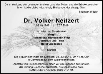 Traueranzeige von Volker Neitzert von vrm-trauer