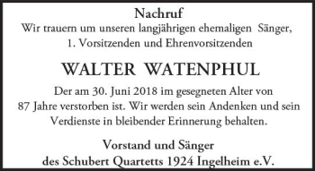 Traueranzeige von Walter Watenphul von vrm-trauer