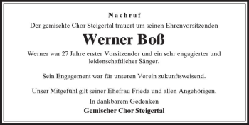 Traueranzeige von Werner Boß von VRM Trauer