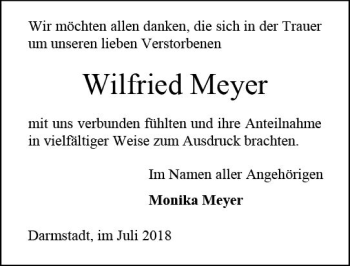 Traueranzeige von Wilfried Meyer von vrm-trauer