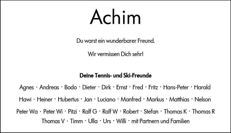  Traueranzeige für Achim  vom 22.08.2018 aus vrm-trauer