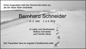 Traueranzeige von Bernhard Schneider von vrm-trauer