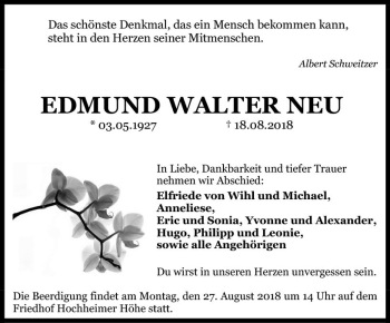 Traueranzeige von Edmund Walter Neu von vrm-trauer