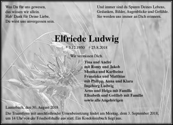 Traueranzeige von Elfriede Ludwig von VRM Trauer