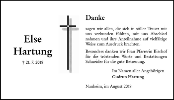 Traueranzeige von Else Hartung von vrm-trauer