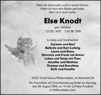 Traueranzeige von Else Knodt von vrm-trauer