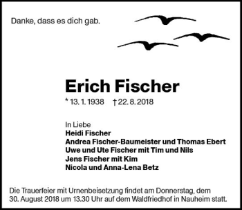 Traueranzeige von Erich Fischer von vrm-trauer