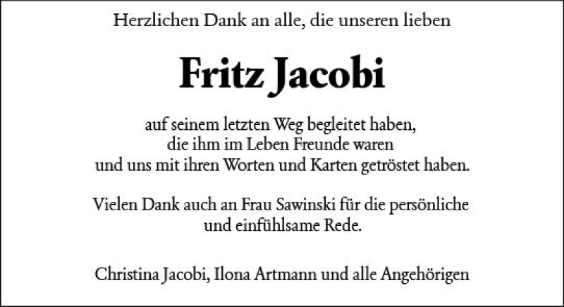 Traueranzeige für Fritz Jacobi vom 01.09.2018 aus vrm-trauer