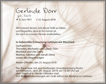 Traueranzeige von Gerlinde Dörr von VRM Trauer