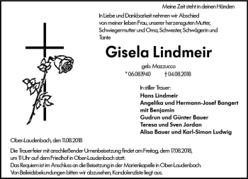 Traueranzeige von Gisela Lindmeir von vrm-trauer