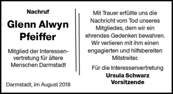 Traueranzeige von Glenn Alwyn Pfeiffer von vrm-trauer
